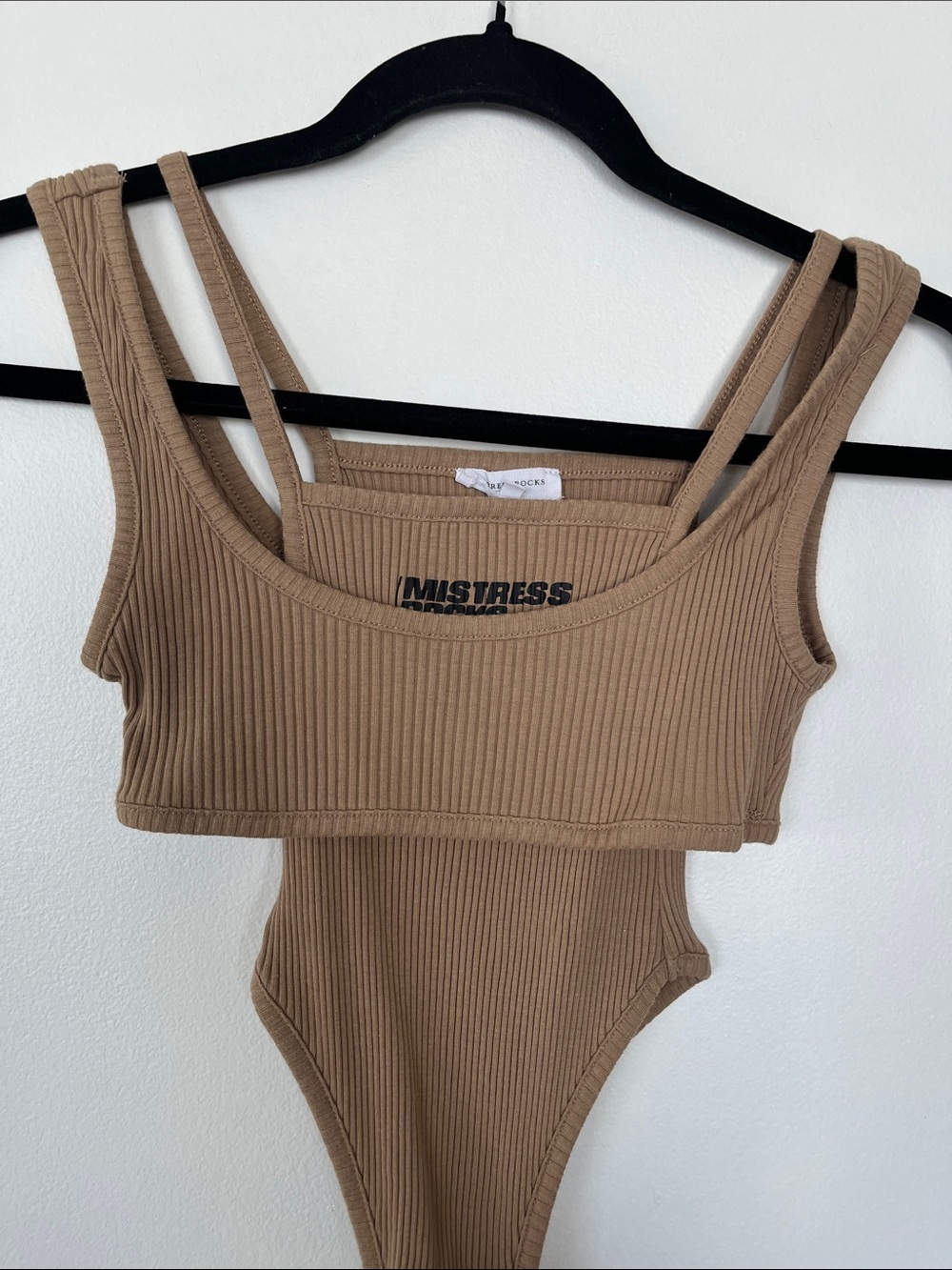 Mistress Rocks Ribbed Tan Bodysuit - Picture 2 of 4